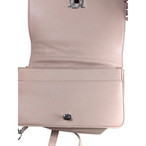 Badgley Mischka Pink Quilted Shoulder Bag With Pearls & Chain Strap - Picture 8 of 9